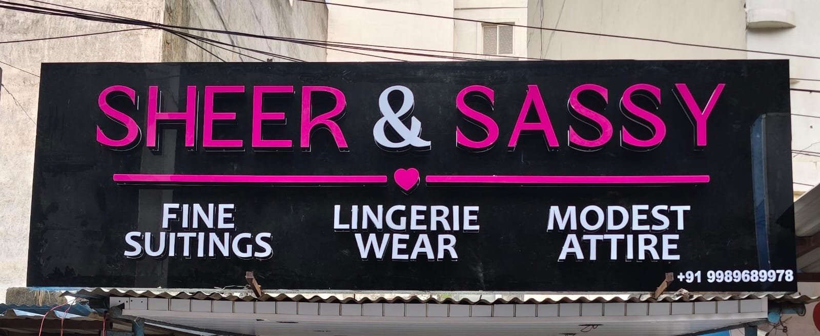 Sheer and Sassy dimensional retail signboard